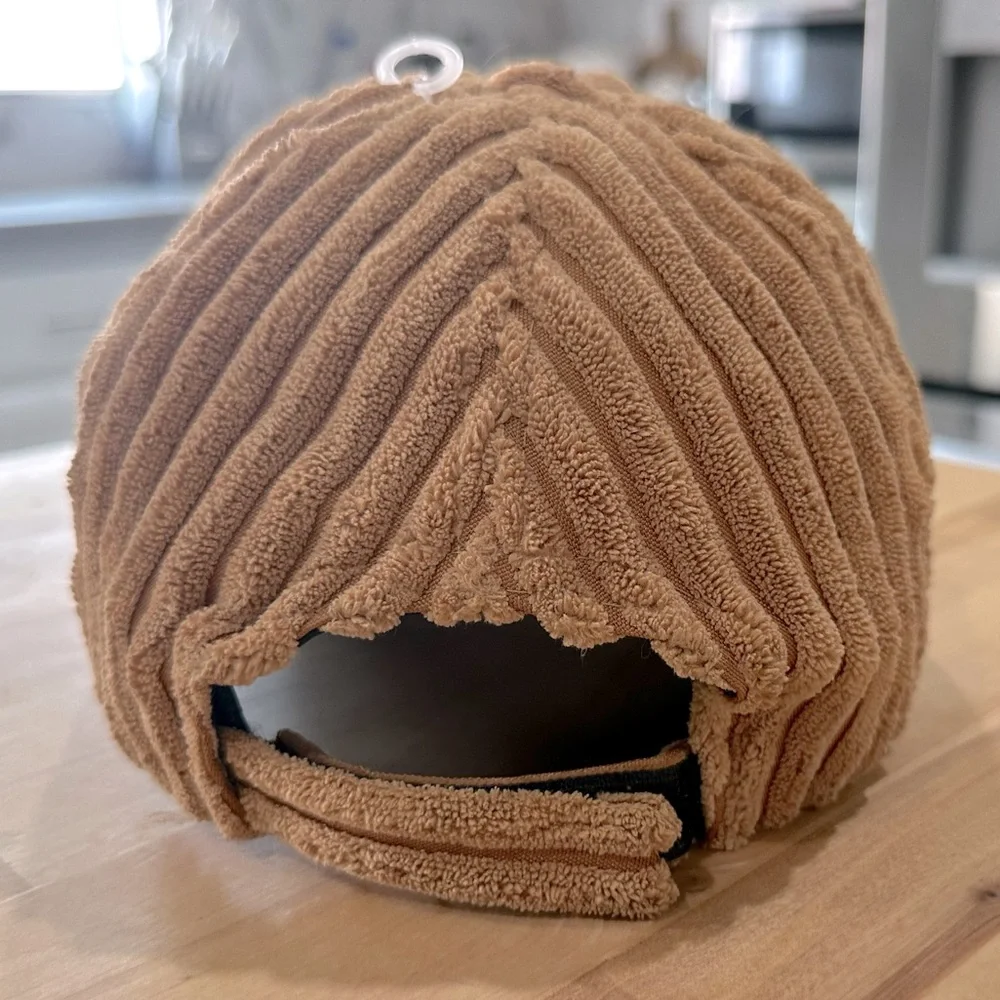 New! Brown Plush Corduroy Baseball Cap Adjustable Velcro Strap Back in Tan - Picture 6 of 12